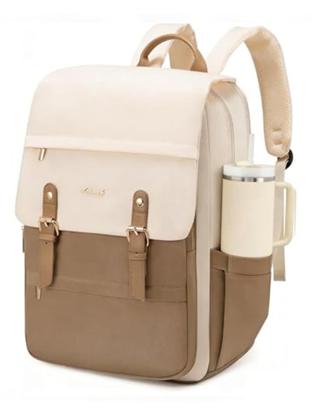 Vintage Laptop Backpack Women 15.6 Inch Large Travel Purse Beige Work College